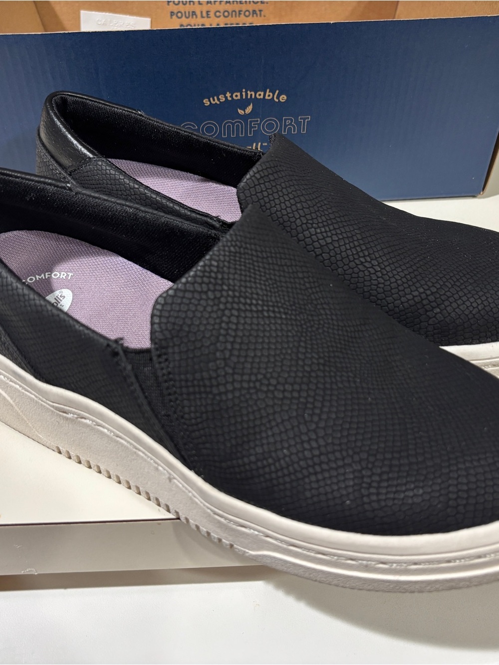 Black Slip-On Sneakers with White Sole
